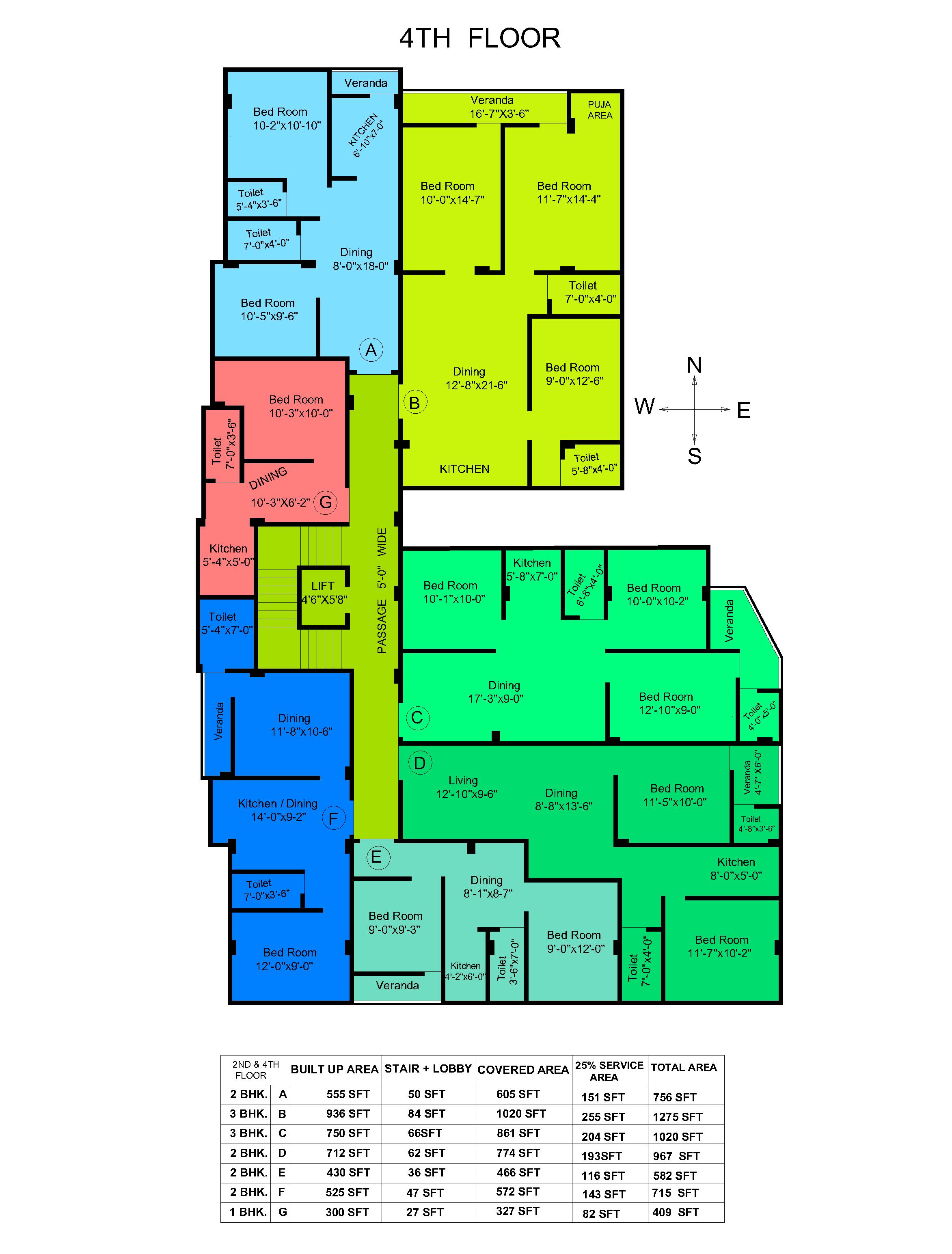 2 BHK - FLAT- C, 4TH FLOOR