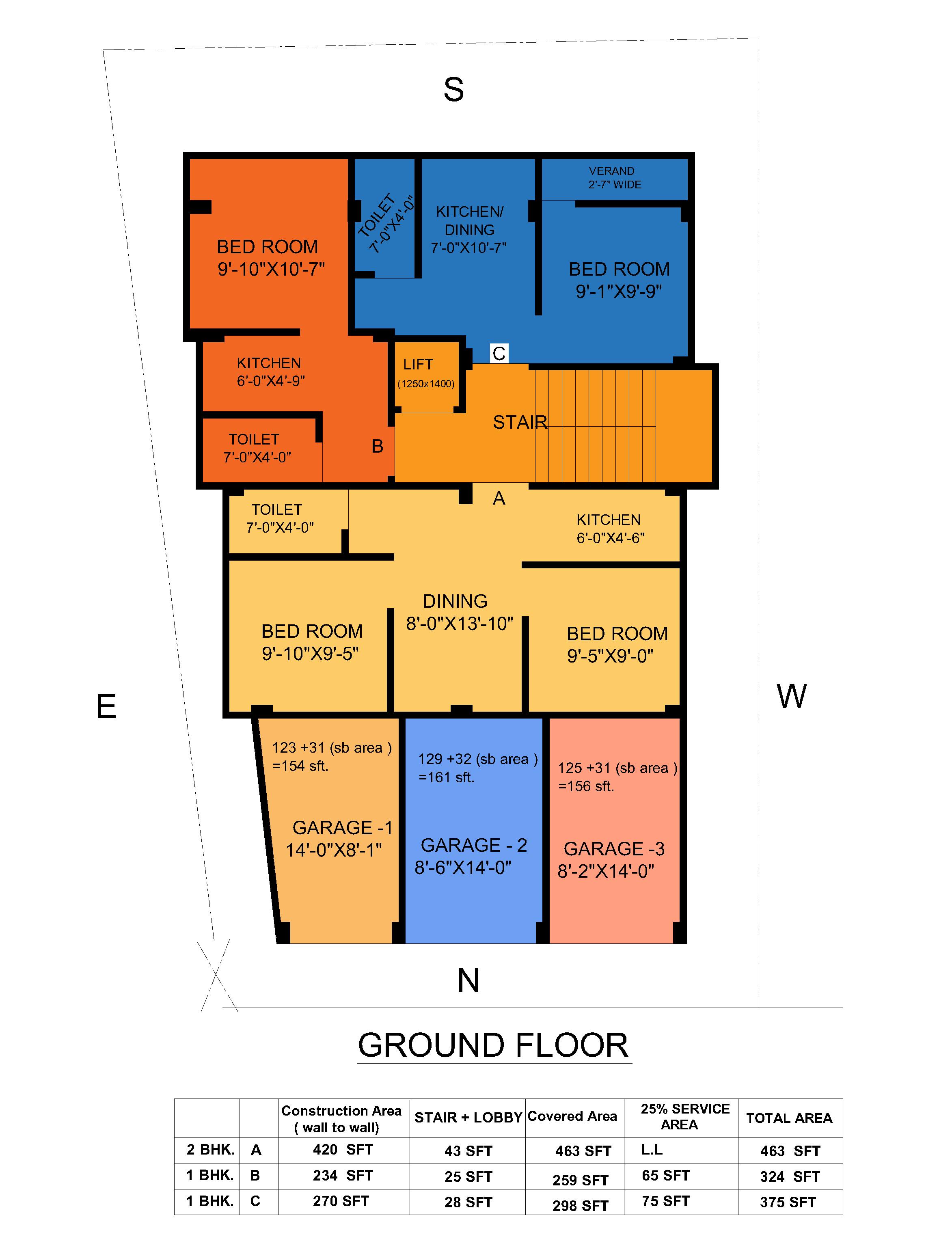 1 BHK-FLAT-B, GROUND FLOOR