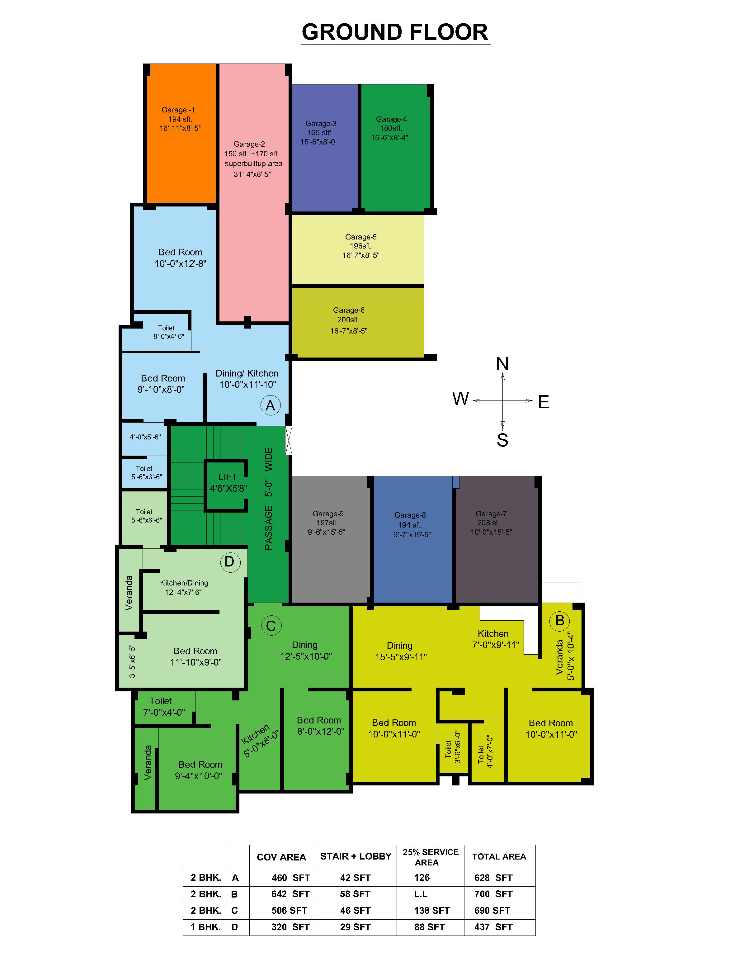 2 BHK - FLAT-A, GROUND FLOOR