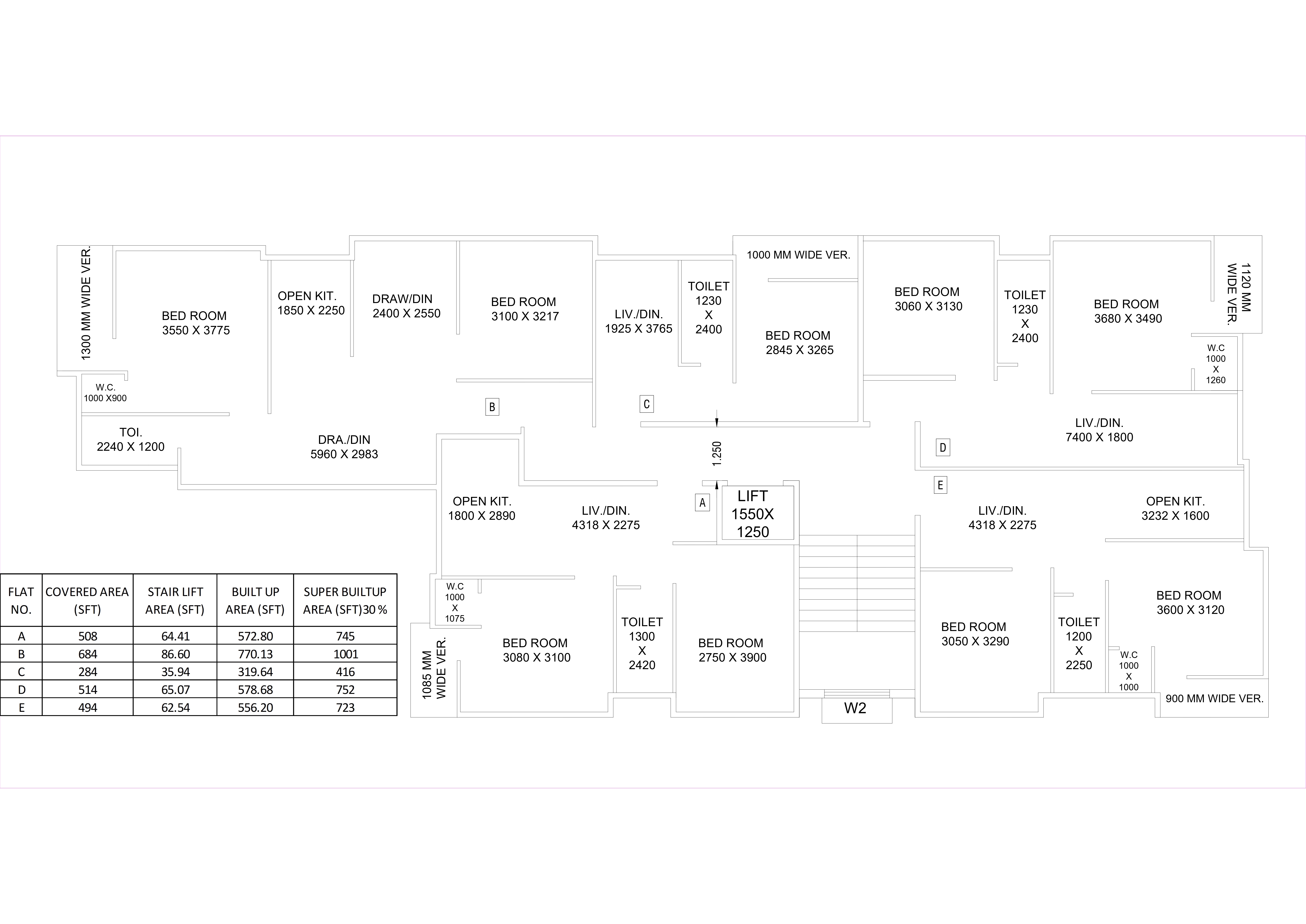 1 BHK-FLAT-C, GROUND, 1ST & 3RD FLOOR
