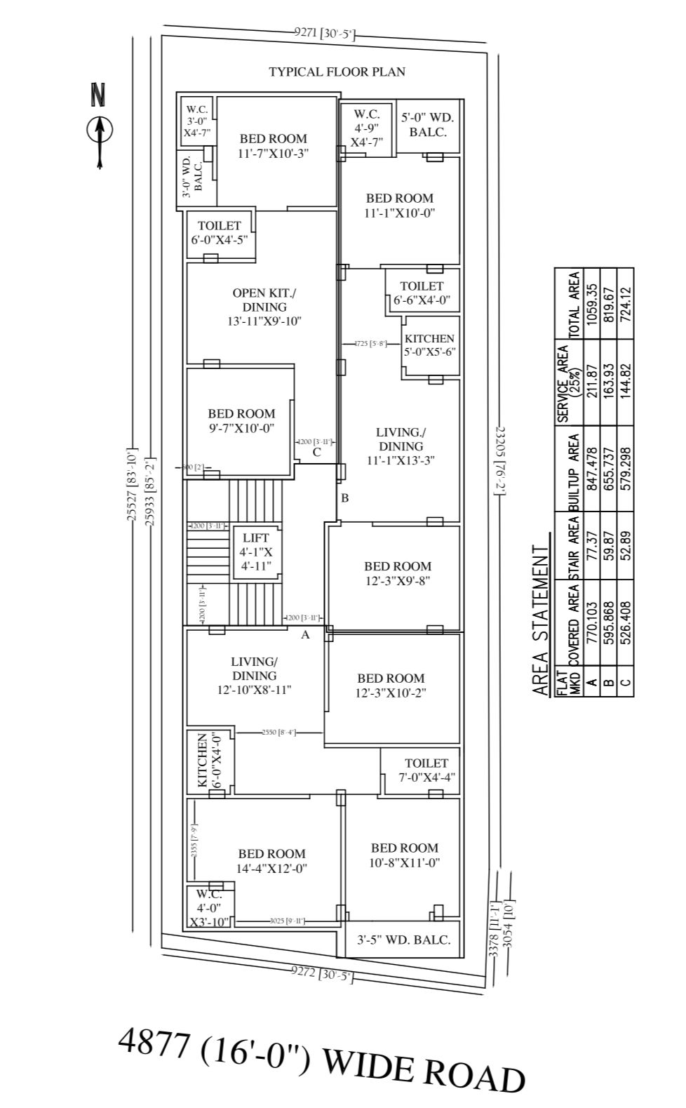 3 BHK - FLAT - A, (3RD & 4TH FLOOR)